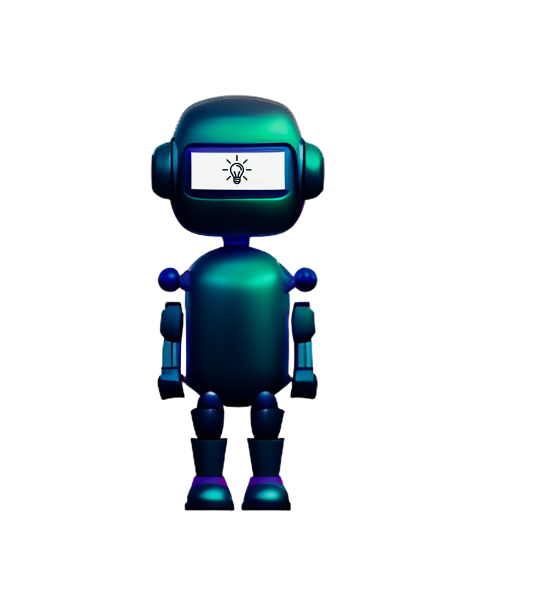 3D robot with a light bulb icon on its screen, representing Lumibot.