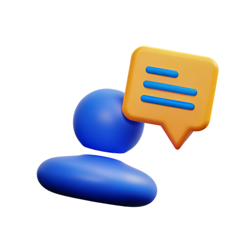 Icon of a person with a speech bubble, representing personalized one-on-one support.